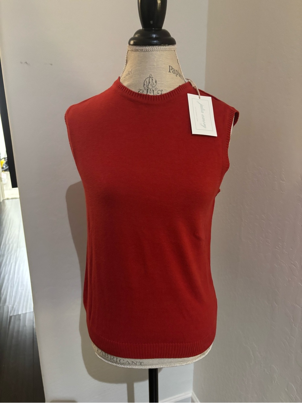 Sleeveless Knit Tank Top in Red by Julia Amory in L